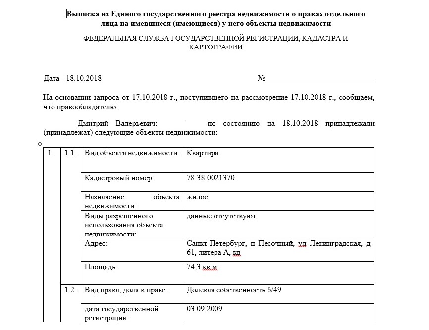 Технические параметры справки о недвижимости